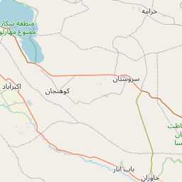 فاصله شیراز — کوهنجان در کیلومتر مایل, جهت مسیر